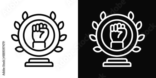 Human Rights Icon White And Black Background Style