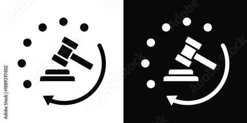 Legal Process Icon White And Black Background Style