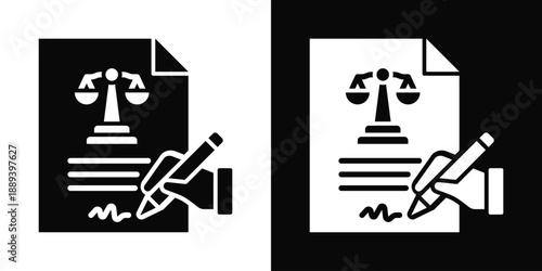 Contract Law Icon White And Black Background Style