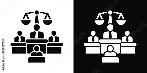 Court Icon White And Black Background Style