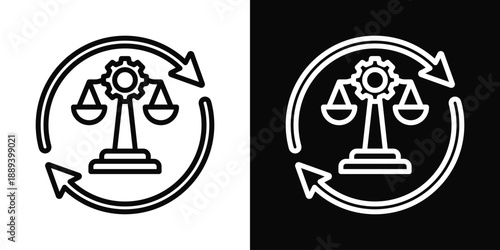 Process Icon White And Black Background Style