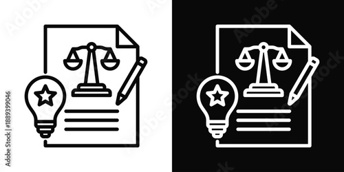 Patent Law Icon White And Black Background Style