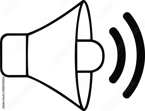 Megaphone icon with sound waves for audio, announcements, and media playback design content