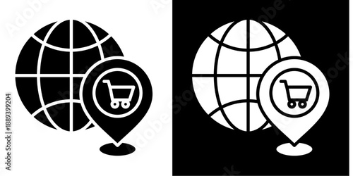 Global Sales Icon Set White Glyph Style Collection