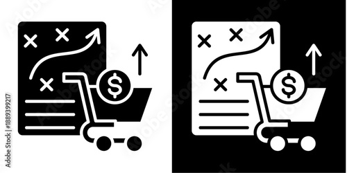 Upselling Strategy Icon Set White Glyph Style Collection