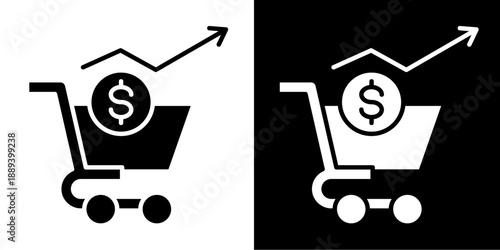 E-Commerce Growth Icon Set White Glyph Style Collection