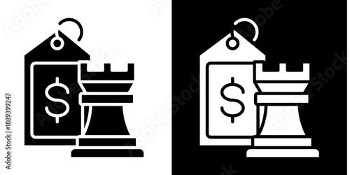 Pricing Strategy Icon Set White Glyph Style Collection