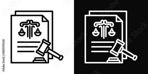 Legal Document Icon White And Black Background Style