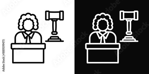 Judge Icon White And Black Background Style