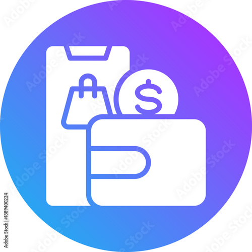 Mobile shopping icon for management productivity, business, website, application, printing, document, poster design, etc