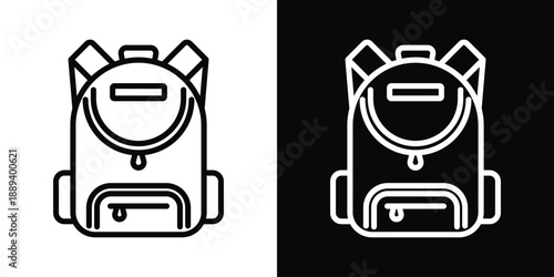 Backpack Icon White And Black Background Style