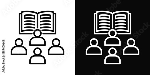 Study Group Icon White And Black Background Style