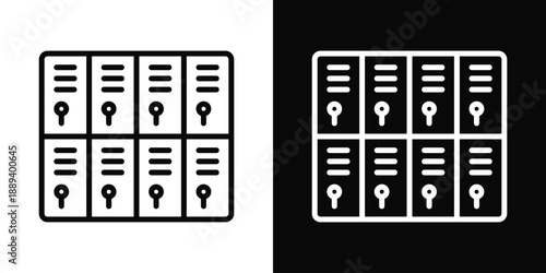 Lockers Icon White And Black Background Style