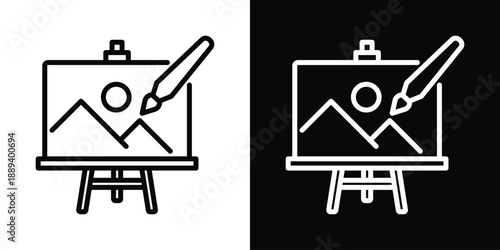 Art Class Icon White And Black Background Style