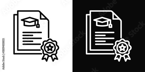 Report Card Icon White And Black Background Style