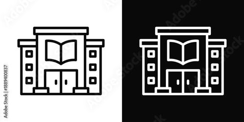 School Icon White And Black Background Style