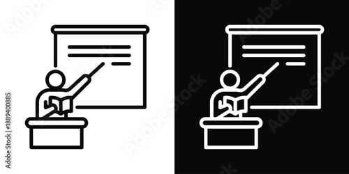 Teacher Icon White And Black Background Style