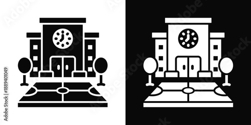 Analysis Icon White And Black Background Style
