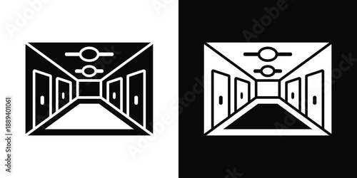 Legal Process Icon White And Black Background Style