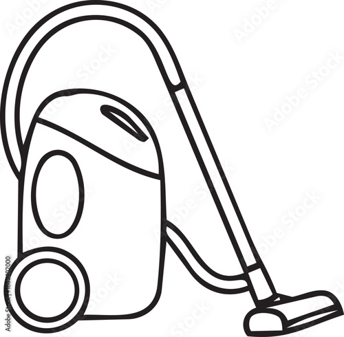 Vacuum cleaner icon, electric floor cleaning appliance for removing dust and dirt from carpets and floors, household cleaning tool, flat vector illustration