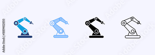 Robotic Arm Icon Set Multiple Style Collection