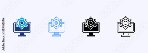 Quantum Computing Icon Set Multiple Style Collection