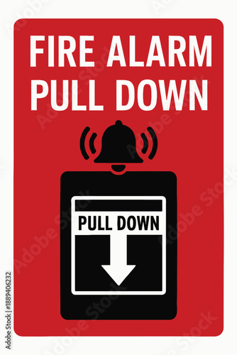 Fire alarm pull down vector art illustration red color
