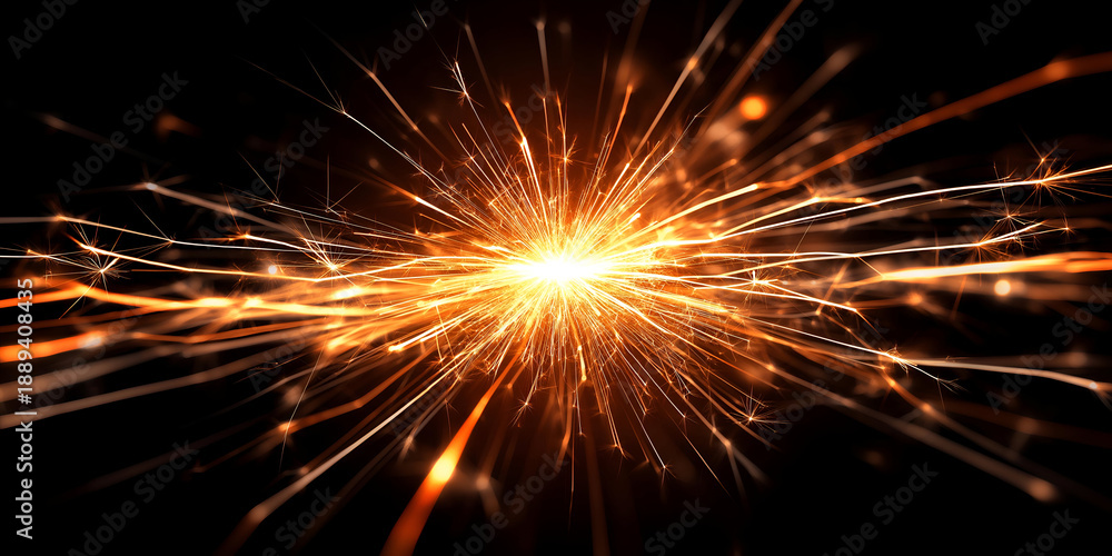 Fototapeta premium A mesmerizing display of sparks radiating from a central point, showcasing the beauty and energy of light and motion.