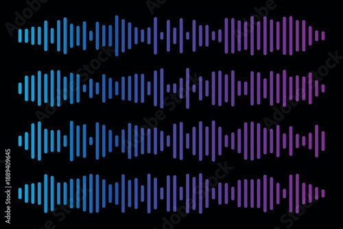 Collection of colorful sound or audio wave icon. Soundwave, social media message, voice assistant, audio waves and frequency symbols for music player, podcasts, video editor, voice message Vector 