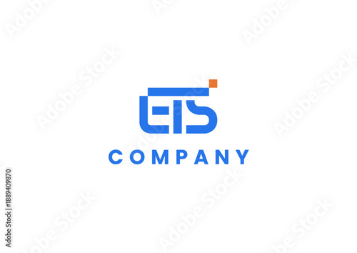 ETS COMPANY Logo Design - Modern Blue and Orange Geometric Logo for a Corporate Brand Identity