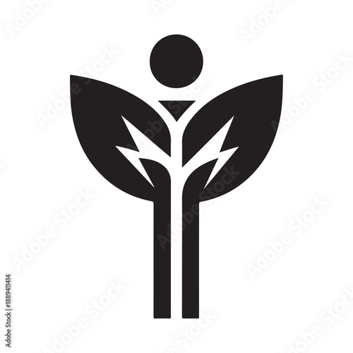 green energy vector silhouette outline logo design concept illustration