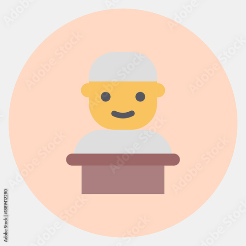 Icon moslem priest. Ramadan kareem elements. Icon in color mate style.