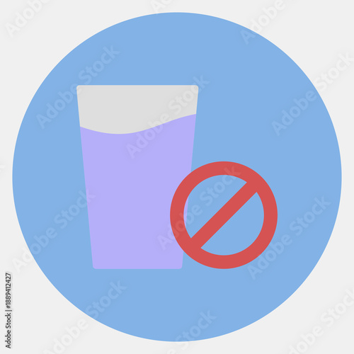 Icon no drink. Ramadan kareem elements. Icon in color mate style.