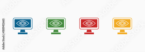 Computer Vision Icon Set Color Multiple Style Collection