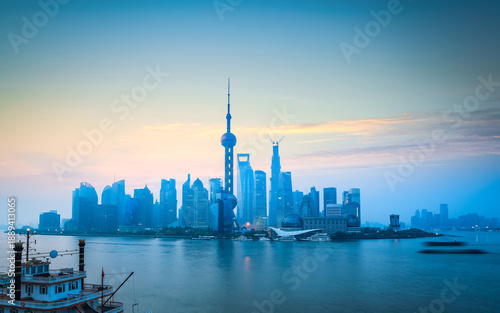 Canvas Print shanghai skyline in daybreak