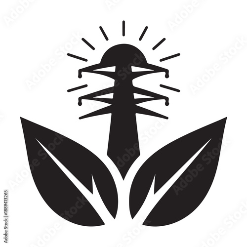 green energy vector silhouette outline logo design concept illustration