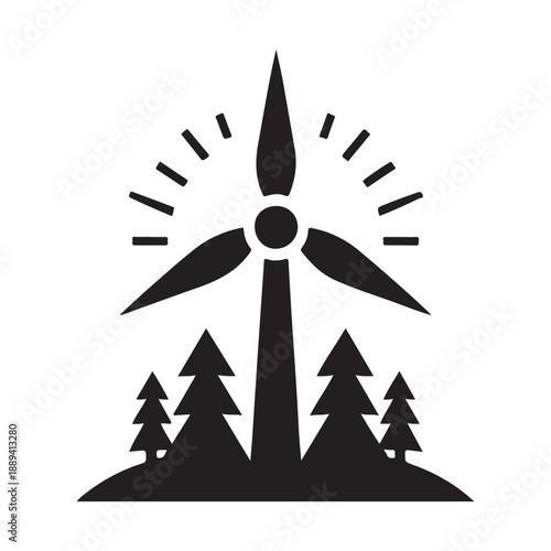 green energy vector silhouette outline logo design concept illustration