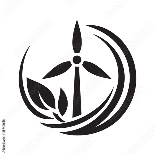 green energy vector silhouette outline logo design concept illustration