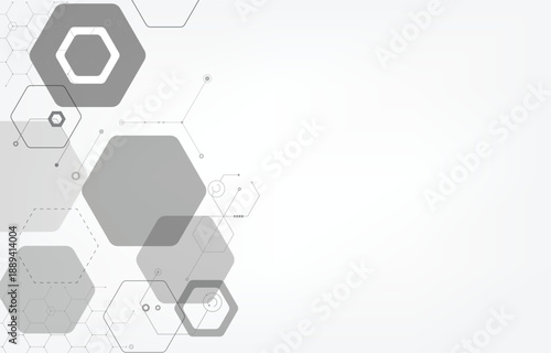 Gray background.geometric hexagon shape.technology wallpaper.minimal concept