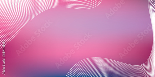 Abstract Pink and Purple Gradient Background with Wavy Lines and Geometric Patterns.