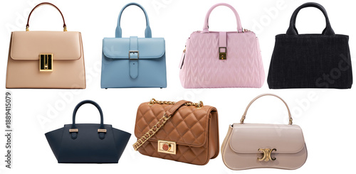 Fotografie collection of various stylish women's handbags in different colors and designs, perfect for modern fashion and accessories