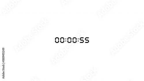  One minutes countdown digital timer alpha transparent channel background 4K resolution.
