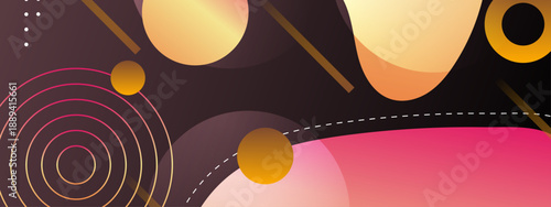 Sophisticated dark background decorated with golden yellow glowing circles diagonal lines and dotted patterns