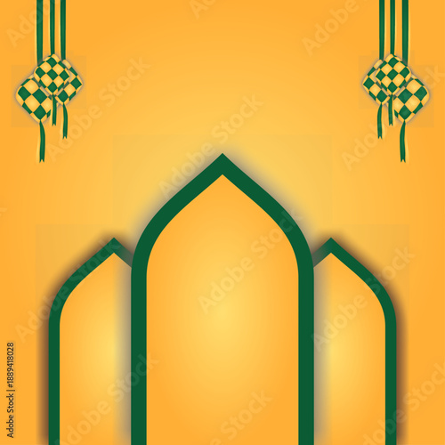 Decorative diamond symbol vector for Ramadan and Eid Template with Mosque at the bottom