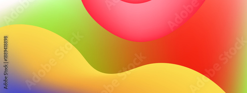 Dynamic flowing liquid shapes with bright yellow and red color blend