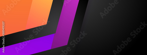 High quality abstract background with layered purple and orange geometric elements on a dark gradient surface