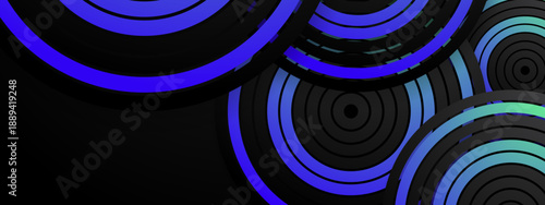 Futuristic blue and cyan concentric rings pattern on a dark background for technology and digital themes