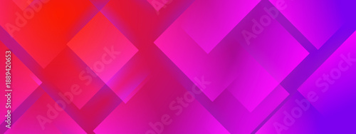 Modern abstract background featuring overlapping transparent squares with a vibrant pink and purple gradient