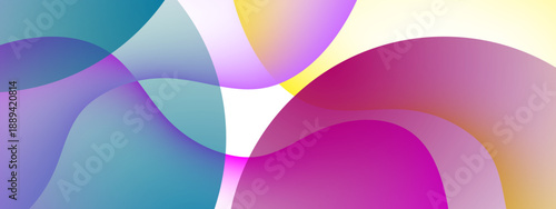 Elegant fluid wavy shapes in turquoise and magenta blending together to create a calm organic flowing texture