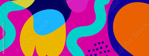 Energetic pink abstract background featuring wavy cyan lines and liquid organic shapes for youthful brand identity